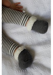 The Little Tailor Charcoal Grey Knitted Plush Lined Booties