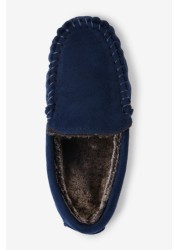 Recycled Faux Fur Lined Moccasin Slippers