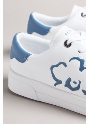 Ted Baker Blue Magnolia Flower Placement Cupsole Trainers