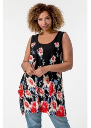 Roman Curve Floral Border Asymmetric Vest Top