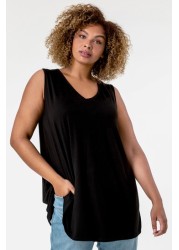 Roman Curve Plain V-Neck Vest Top