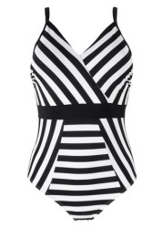 Pour Moi Stripe Panelled Control Swimsuit