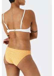 Accessorize Orange Gingham Ruched Bikini Briefs