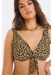 Simply Be Leopard Print/Black Mix And Match Reversible Bikini Top