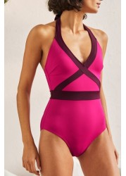 Boden Pink Kefalonia Halterneck Swimsuit