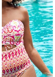 Figleaves Pink Jaipur Bandeau Cutout Swimsuit