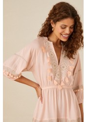 Monsoon Pink Embroidered Kaftan in LENZING™ ECOVERO™