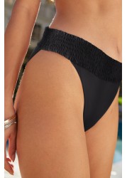 Shirred Swimwear High Leg Briefs