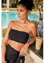 Shirred Swimwear Bandeau Top