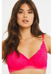 Figleaves Women Neon Pink Harper Geometric Lace Full Cup Underwired Bra