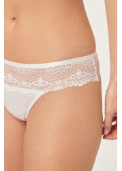 Microfibre And Lace Knickers Thong