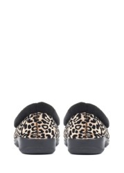 Pavers Ladies Leopard Print Full Slippers