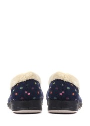 Pavers Ladies Blue Wide Fit Polka Dot Slippers