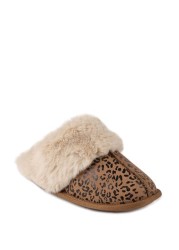 حذاء Totes Isotoner Ladies Real Suede Mule مع سوار فرو