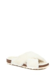 Jones Bootmaker Cream Totto Faux-Fur Slider Slippers