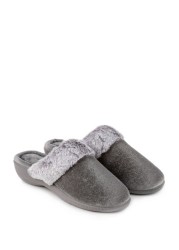 Totes Isotoner Ladies Sparkle Velour Heeled Mule Slippers