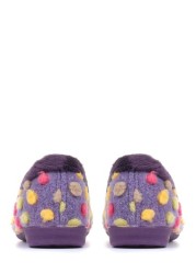 Pavers Purple Multi Ladies Full Woolly Slippers