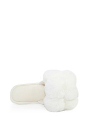 Lunar White Pom Pom Mule Slippers