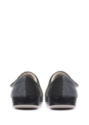 Pavers Grey Ladies Touch Fasten Full Slippers With Permalose Sole