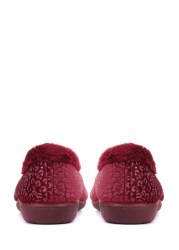 Pavers Ladies Red Leopard Print Slippers