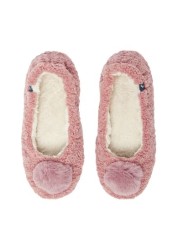 Joules Pink Pombury Ballet Slippers With Pom