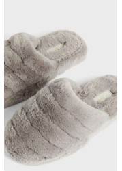 Ted Baker Grey Lopsey Faux Fur Mule Slippers