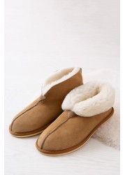 Celtic & Co. Ladies Camel Brown Sheepskin Bootee Slippers