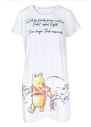 Brand Threads Ladies Official Disney Winnie The Pooh BCI Cotton Grey Nightdress Sizes XS-XL