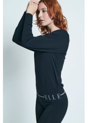 ELLE Black Headline Seamfree Lounge Long Sleeve Top