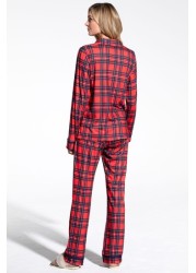 Hot Squash Red Tartan Jersey Womens Pyjama Set