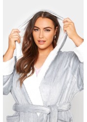 Yours Contrast Hooded Maxi Dressing Gown