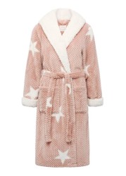 M&Co Pink Anya Madsen Star Print Waffle Mid Length Robe