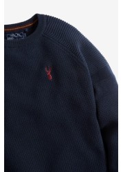 Textured Crew Jumper (3-16yrs) With Stag