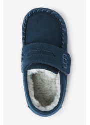 Recycled Faux Fur Lined Moccasin Slippers