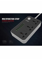 6-port Usb Power Strip With  3 Anti Static Ac Sockets Black 162 x 97 x 38 millimeter