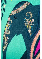 Sara Miller Embroidered Oasis Elephants Cushion