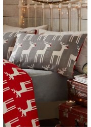 Fusion Christmas Reindeer Brushed Cotton Duvet Cover and Pillowcase Set