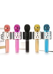 Wireless Handheld Karaoke Microphone Mobile Phone Built-in Karaoke Player BT HIFI Selfie Speaker 3 in 1 Rechargeable Lithium Battery KTV