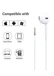 Generic In-Ear Headphones For Apple Smartphones, 3.5mm White