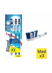 Signal TP Medium White Toothbrush x Pack of 3