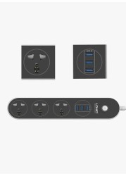 LDNIO 3-Sockets Surge Protector With Power Cord And USB Charging Port 2.72434E+12 Black/White