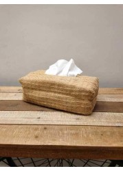 Japanese-Style Jute Tissue Box Holder Cover for Home, Bathroom, Bedroom, Office, Restaurant and Car Decoration - Rectangle Shape