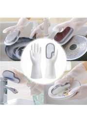 Magic Silicone Gloves With Wash Scrubber Random color