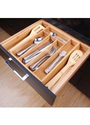 ALISSA Bamboo Cutlery Tray for Drawer Spoon Storage Drawe Spoon Tray Utensil Organizer For Kitchen Drawers