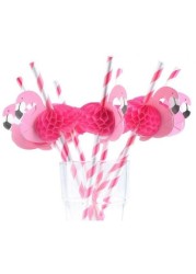 Alyssa Flamingo Paper Drinking Straw Party Decorations - 10 Pieces