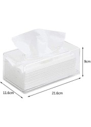 Falcon Clear Acrylic Facial Tissue Box Cover Rectangular Tissue Holder Car Office Home Clear Tissue Holder