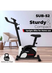 Sparnod Fitness SUB-52 Upright Bike for Home Gym LCD Display, Height Adjustable Seat, Compact design - Perfect Cardio Exercise Cycle Machine for Small Spaces