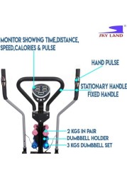 Skyland 5-in-1 Orbitrek Exercise Bike With Stepper, Twister & Dumbbell For Home Use Gym Bike- Em-1133