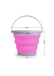 ALISSA-Collapsible Round Foldable Plastic Bucket Portable Plastic Water Pail (Pink)