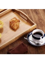 Bamboo bathroom serving tray with handles multipurpose for serving food and tea